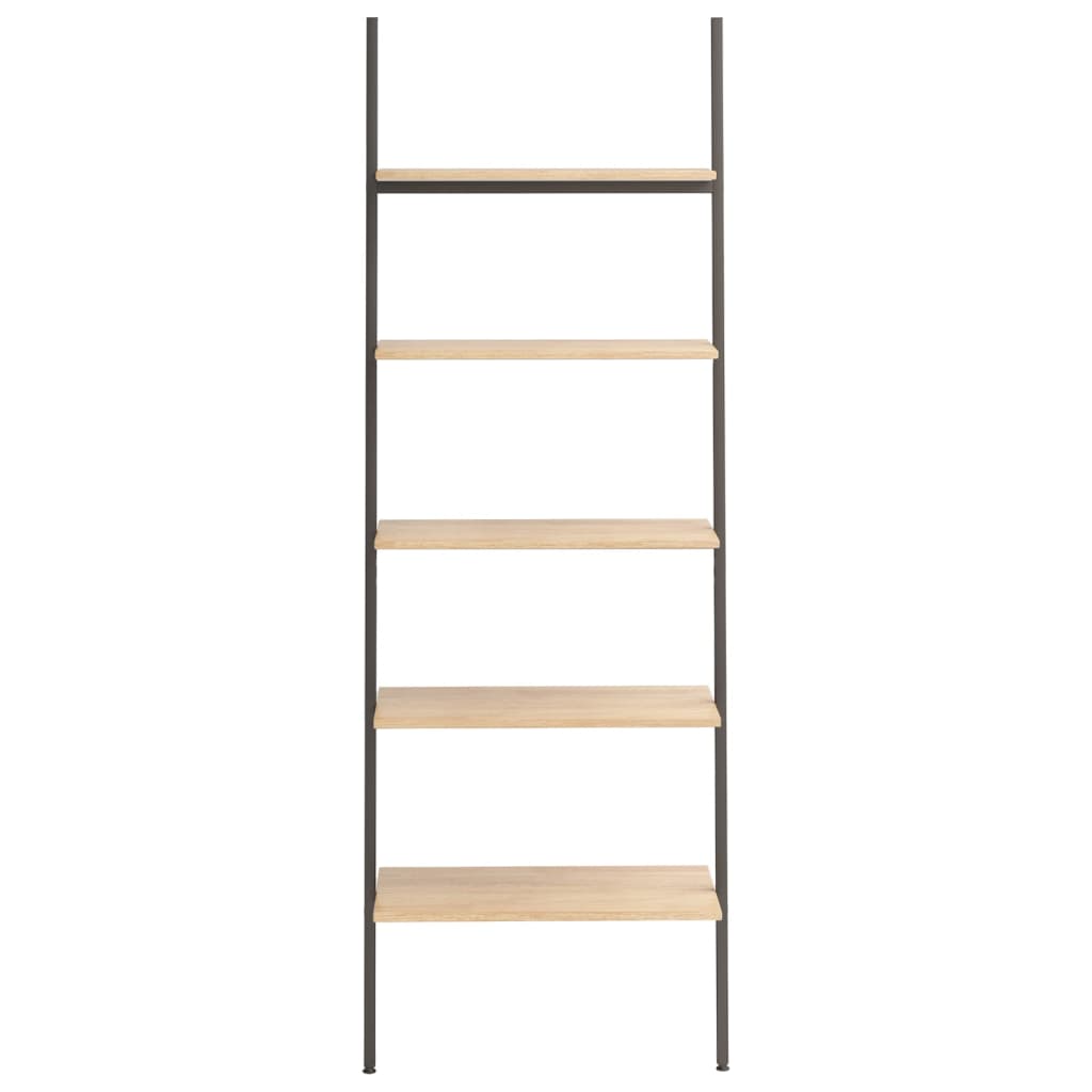 5-kerroksinen kalteva hylly vaaleanrusk ja musta 64x34x185,5 cm - Sisustajankoti.fi