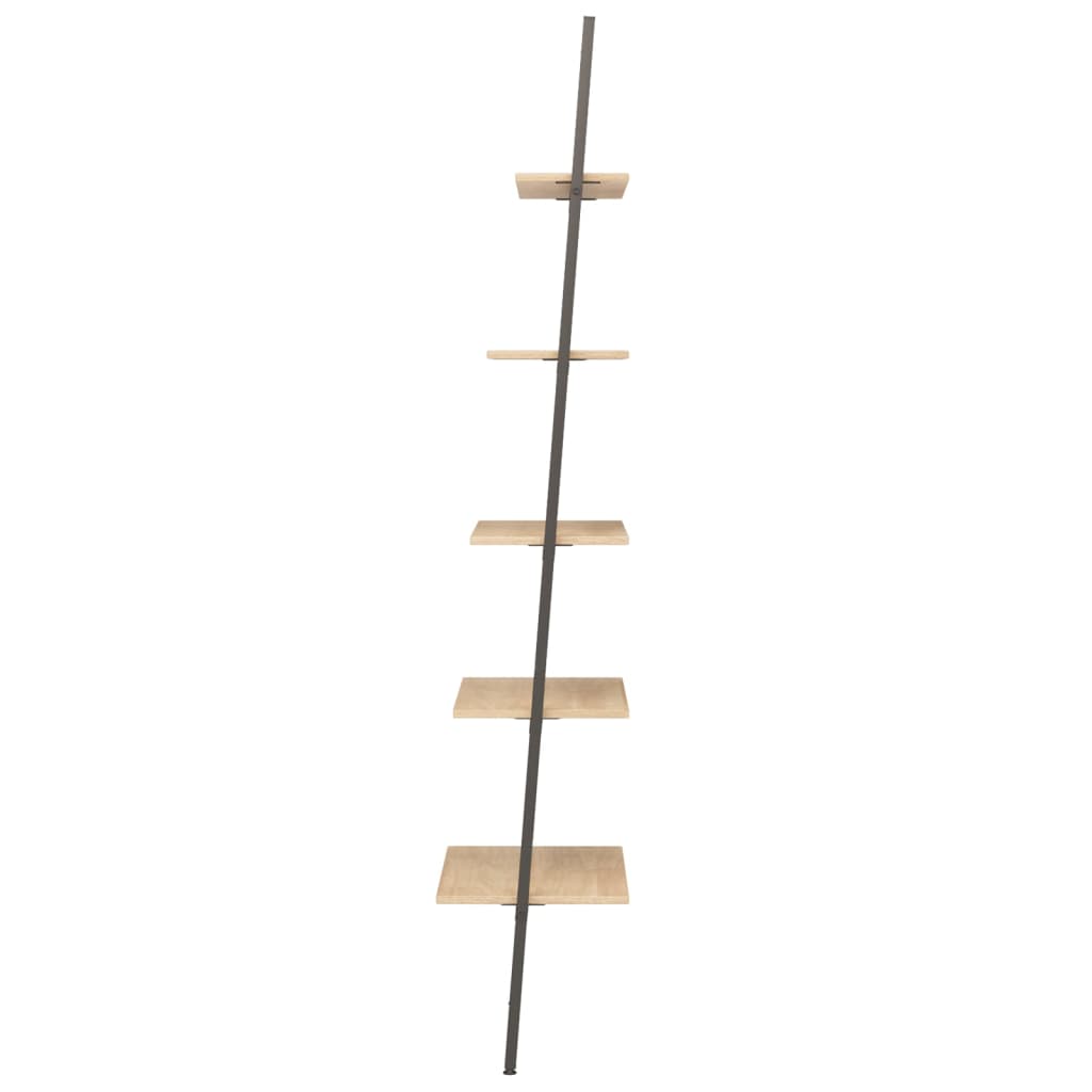 5-kerroksinen kalteva hylly vaaleanrusk ja musta 64x34x185,5 cm - Sisustajankoti.fi