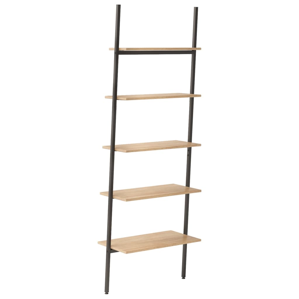5-kerroksinen kalteva hylly vaaleanrusk ja musta 64x34x185,5 cm - Sisustajankoti.fi