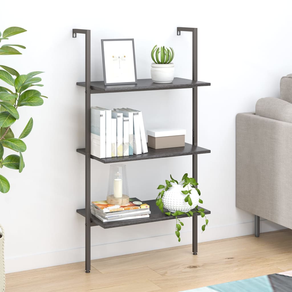 3-kerroksinen kalteva hylly musta 64x35x120,5 cm - Sisustajankoti.fi