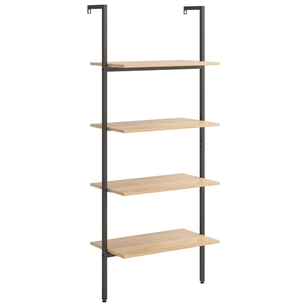 4-kerroksinen kalteva hylly vaaleanrusk ja musta 64x35x152,5 cm - Sisustajankoti.fi