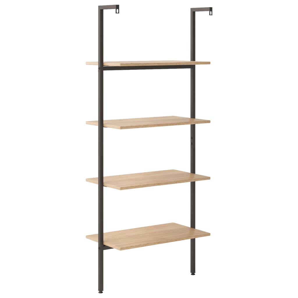 4-kerroksinen kalteva hylly vaaleanrusk ja musta 64x35x152,5 cm - Sisustajankoti.fi