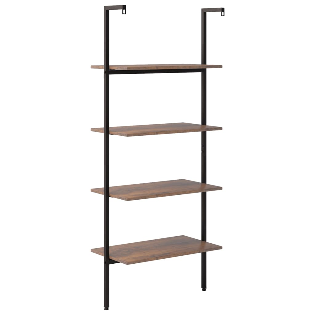 4-kerroksinen kalteva hylly tummanrusk. ja musta 64x35x152,5 cm - Sisustajankoti.fi
