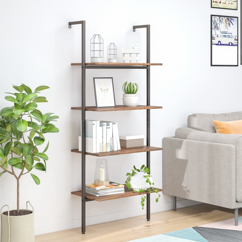 4-kerroksinen kalteva hylly tummanrusk. ja musta 64x35x152,5 cm - Sisustajankoti.fi