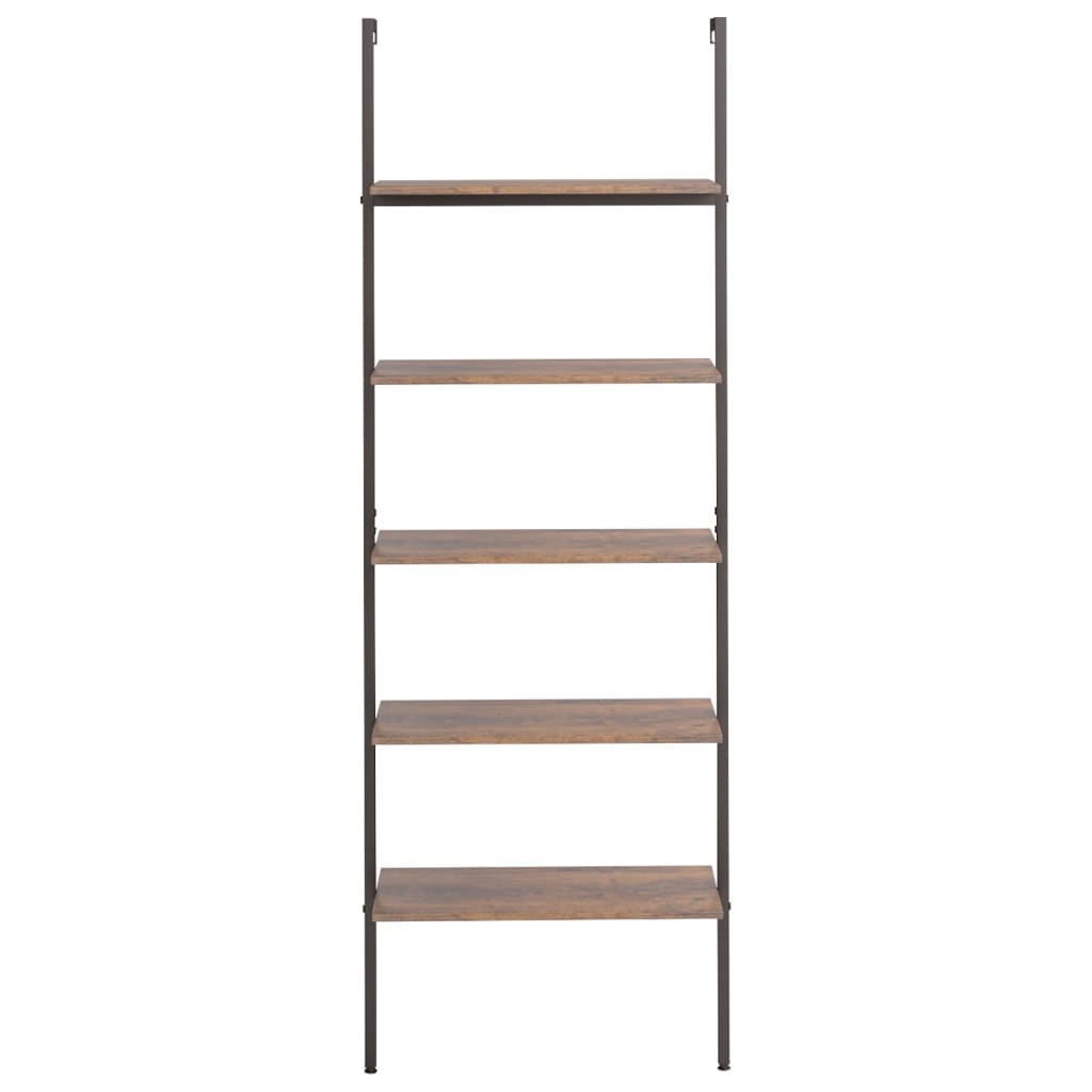 5-kerroksinen kalteva hylly tummanruskea ja musta 64x35x185 cm - Sisustajankoti.fi