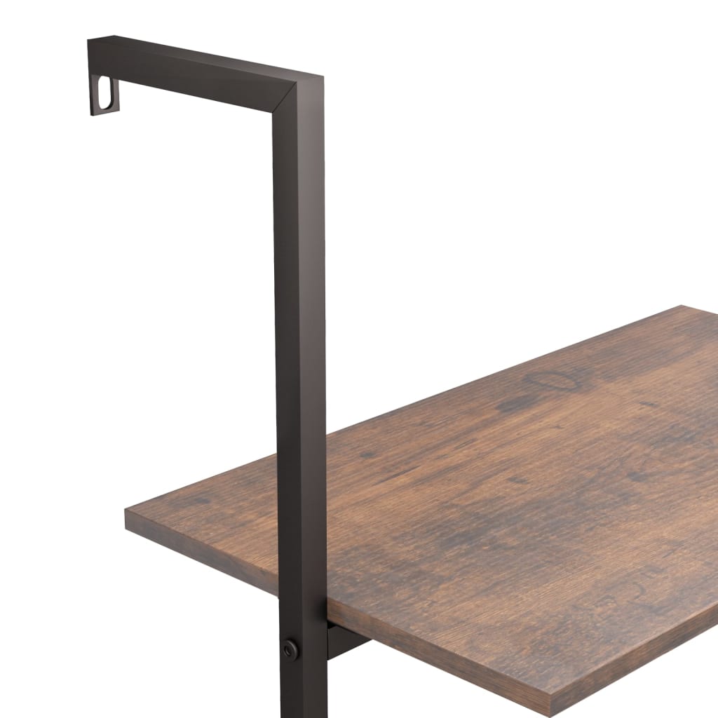 5-kerroksinen kalteva hylly tummanruskea ja musta 64x35x185 cm - Sisustajankoti.fi