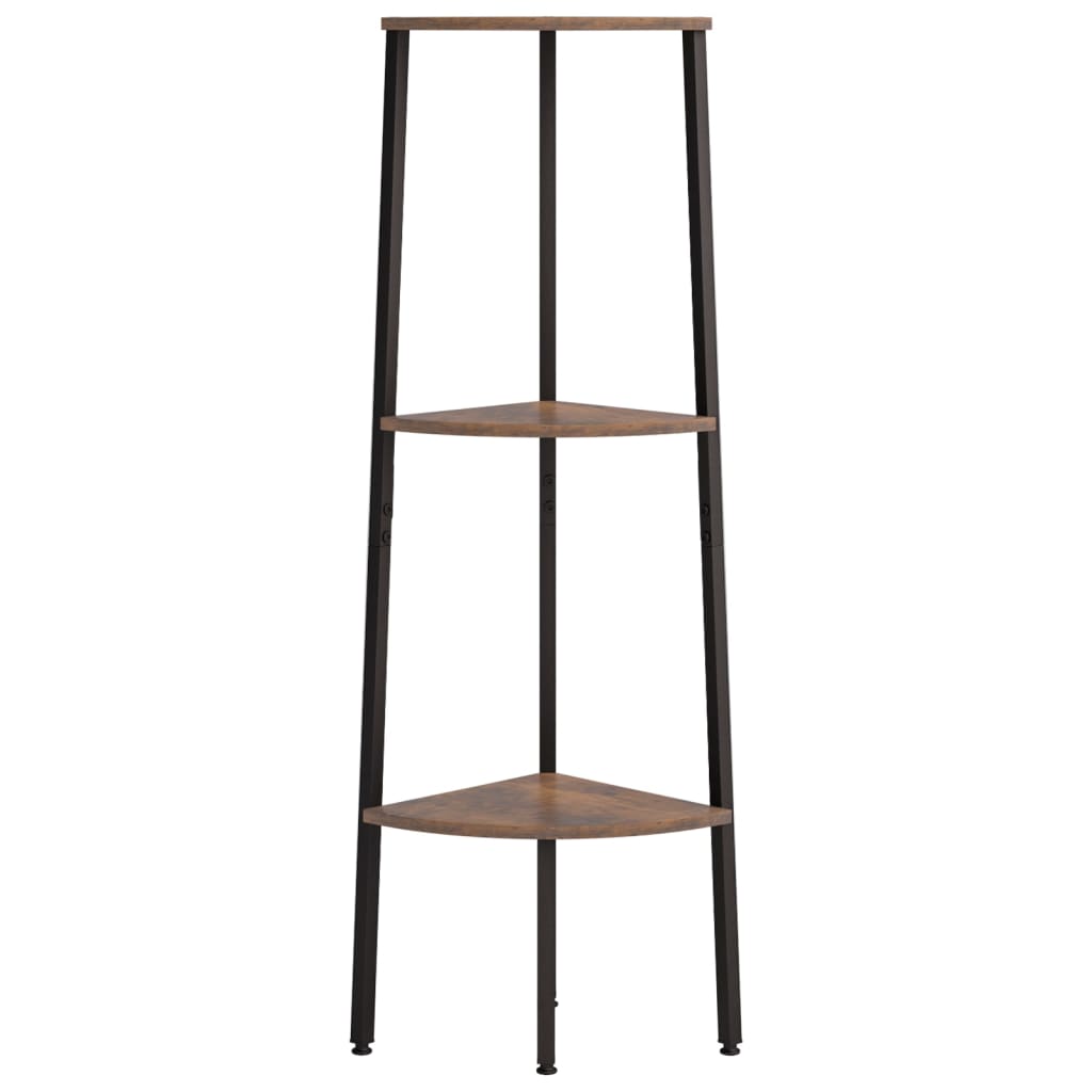 3-kerroksinen kulmahylly tummanruskea ja musta 45,5x31,5x120 cm - Sisustajankoti.fi