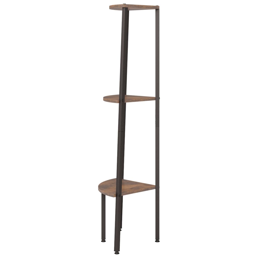 3-kerroksinen kulmahylly tummanruskea ja musta 45,5x31,5x120 cm - Sisustajankoti.fi