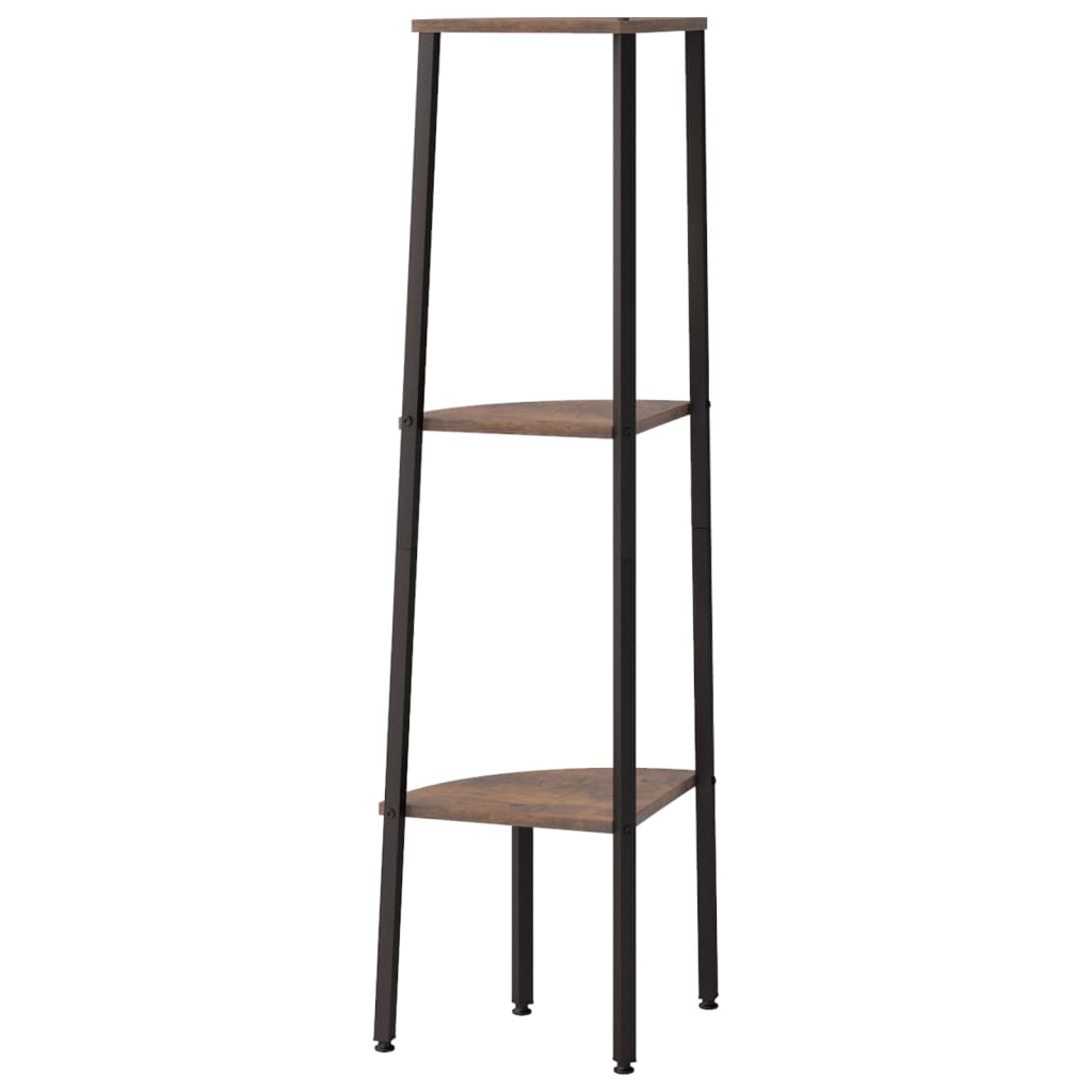 3-kerroksinen kulmahylly tummanruskea ja musta 45,5x31,5x120 cm - Sisustajankoti.fi