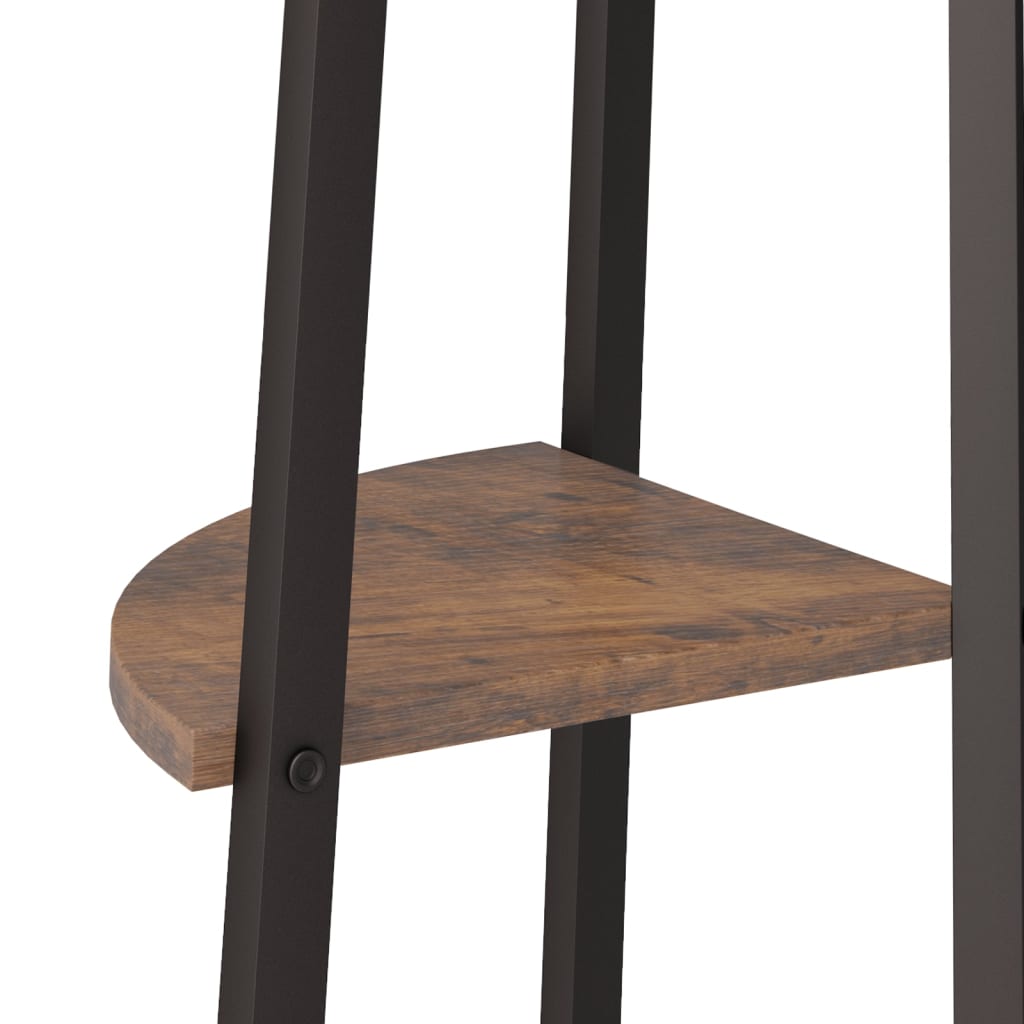 3-kerroksinen kulmahylly tummanruskea ja musta 45,5x31,5x120 cm - Sisustajankoti.fi