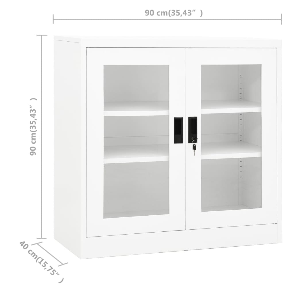 Toimistokaappi valkoinen 90x40x90 cm teräs - Sisustajankoti.fi