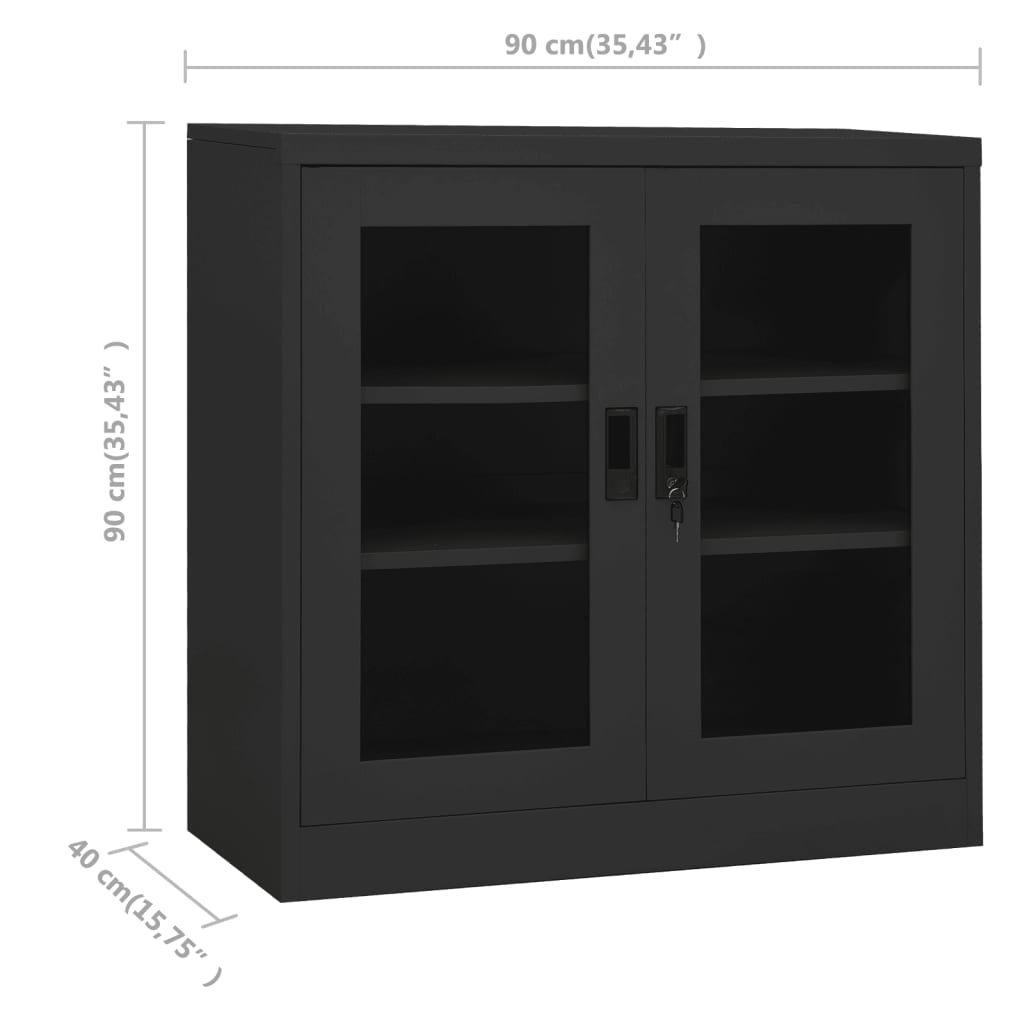 Toimistokaappi antrasiitti 90x40x90 cm teräs - Sisustajankoti.fi