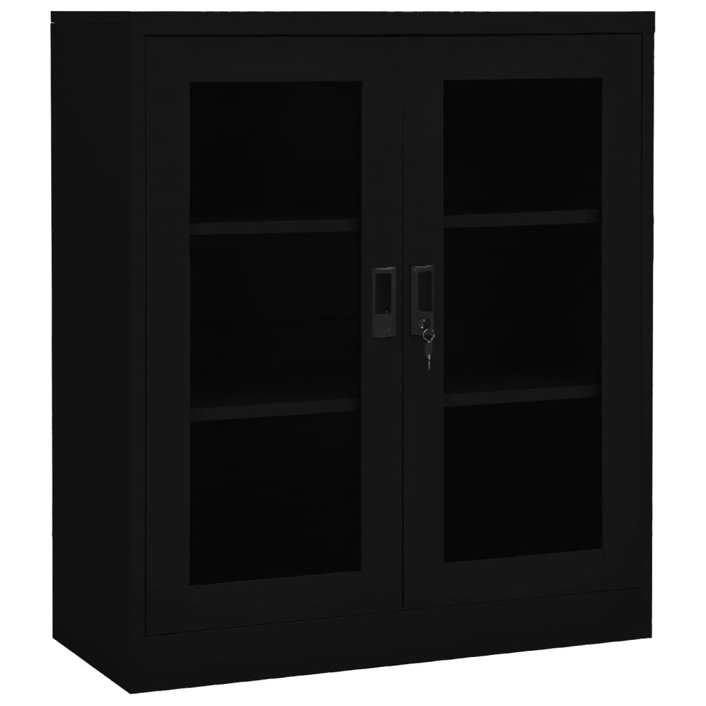 Toimistokaappi musta 90x40x105 cm teräs - Sisustajankoti.fi