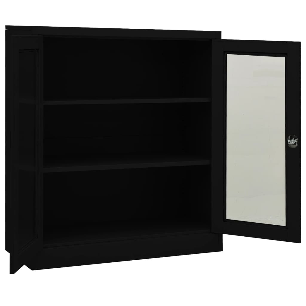 Toimistokaappi musta 90x40x105 cm teräs - Sisustajankoti.fi