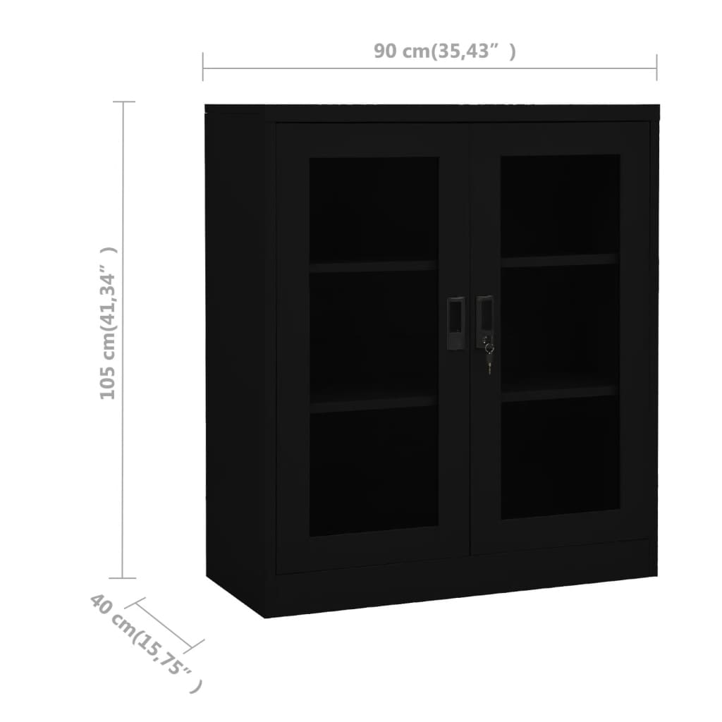 Toimistokaappi musta 90x40x105 cm teräs - Sisustajankoti.fi