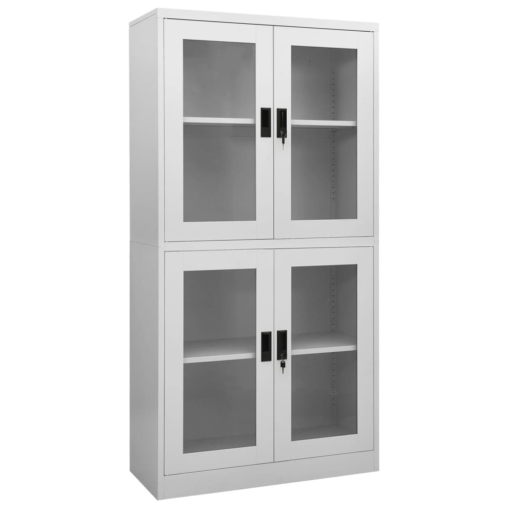 Toimistokaappi vaaleanharmaa 90x40x180 cm teräs/karkaistu lasi - Sisustajankoti.fi