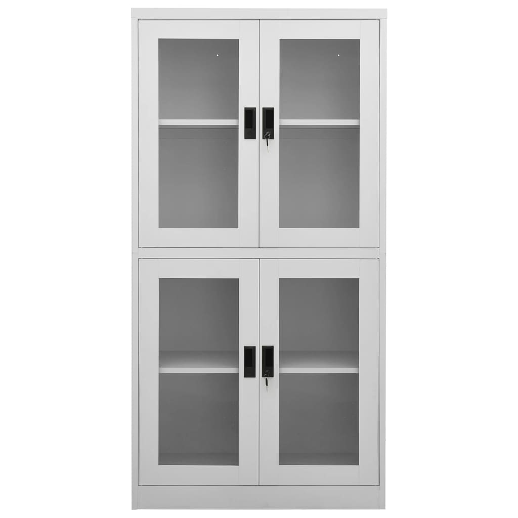 Toimistokaappi vaaleanharmaa 90x40x180 cm teräs/karkaistu lasi - Sisustajankoti.fi