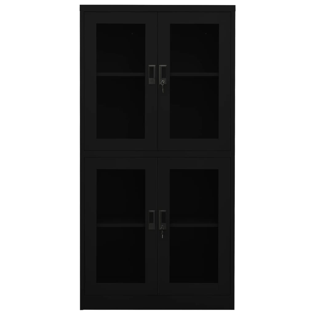 Toimistokaappi musta 90x40x180 cm teräs/karkaistu lasi - Sisustajankoti.fi