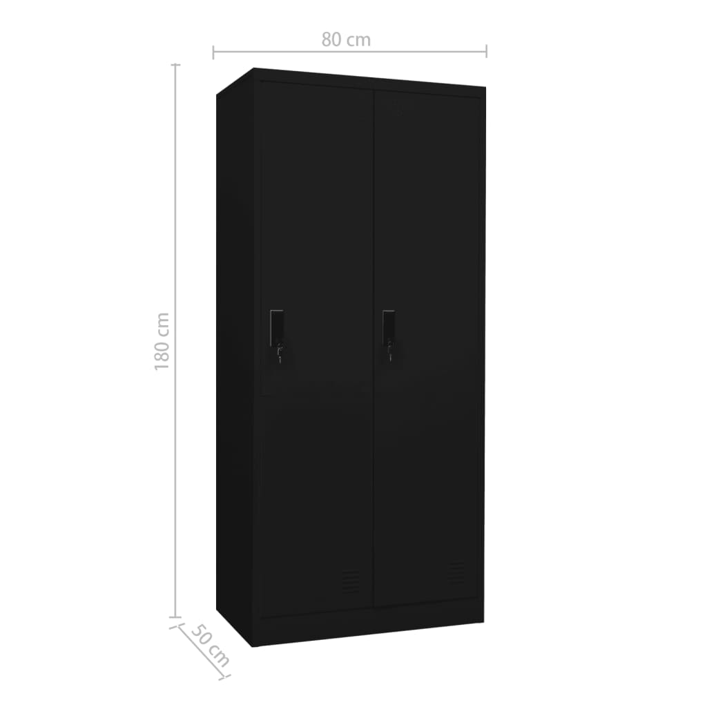 Vaatekaappi musta 80x50x180 cm teräs - Sisustajankoti.fi
