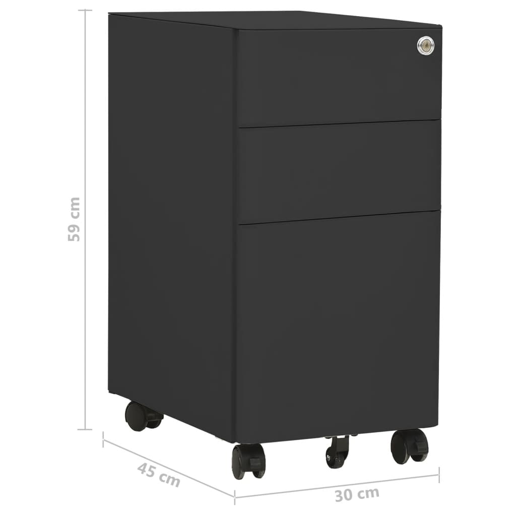 Arkistokaappi siirrettävä antrasiitti 30x45x59 cm teräs - Sisustajankoti.fi