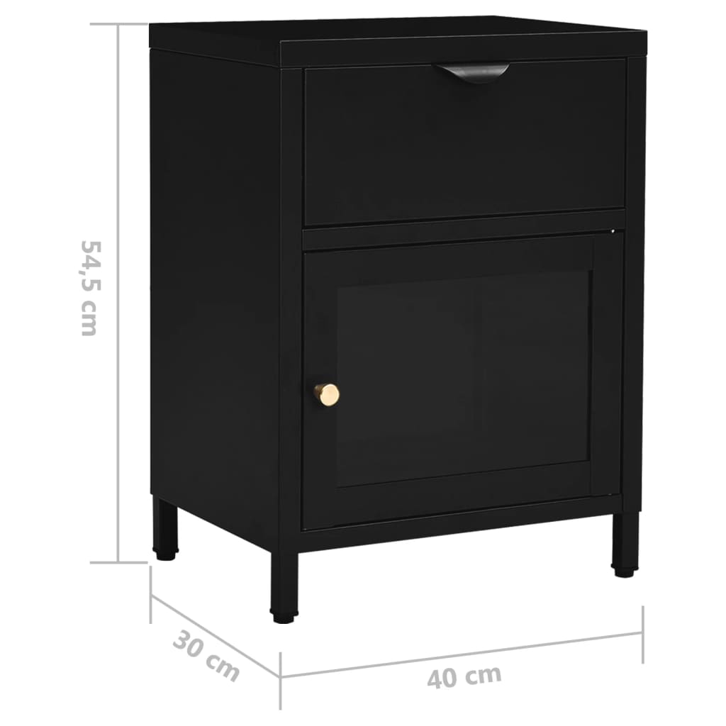 Yöpöytä musta 40x30x54,5 cm teräs ja lasi - Sisustajankoti.fi