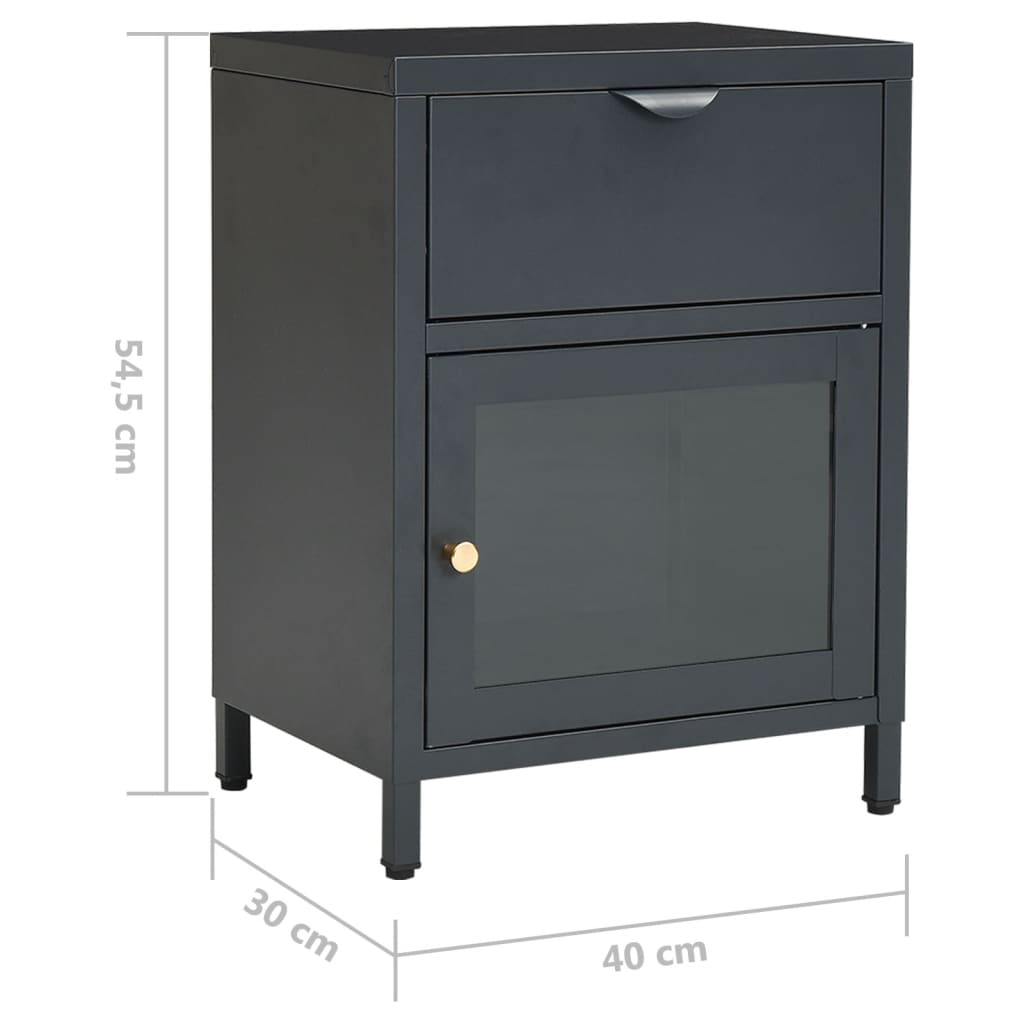 Yöpöytä antrasiitti 40x30x54,5 cm teräs ja lasi - Sisustajankoti.fi