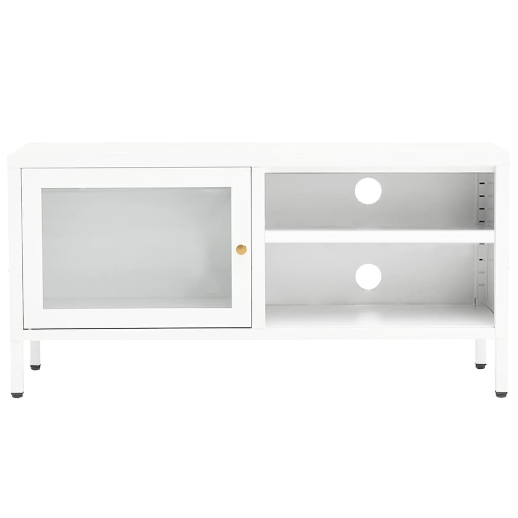 TV-taso valkoinen 90x30x44 cm teräs ja lasi - Sisustajankoti.fi