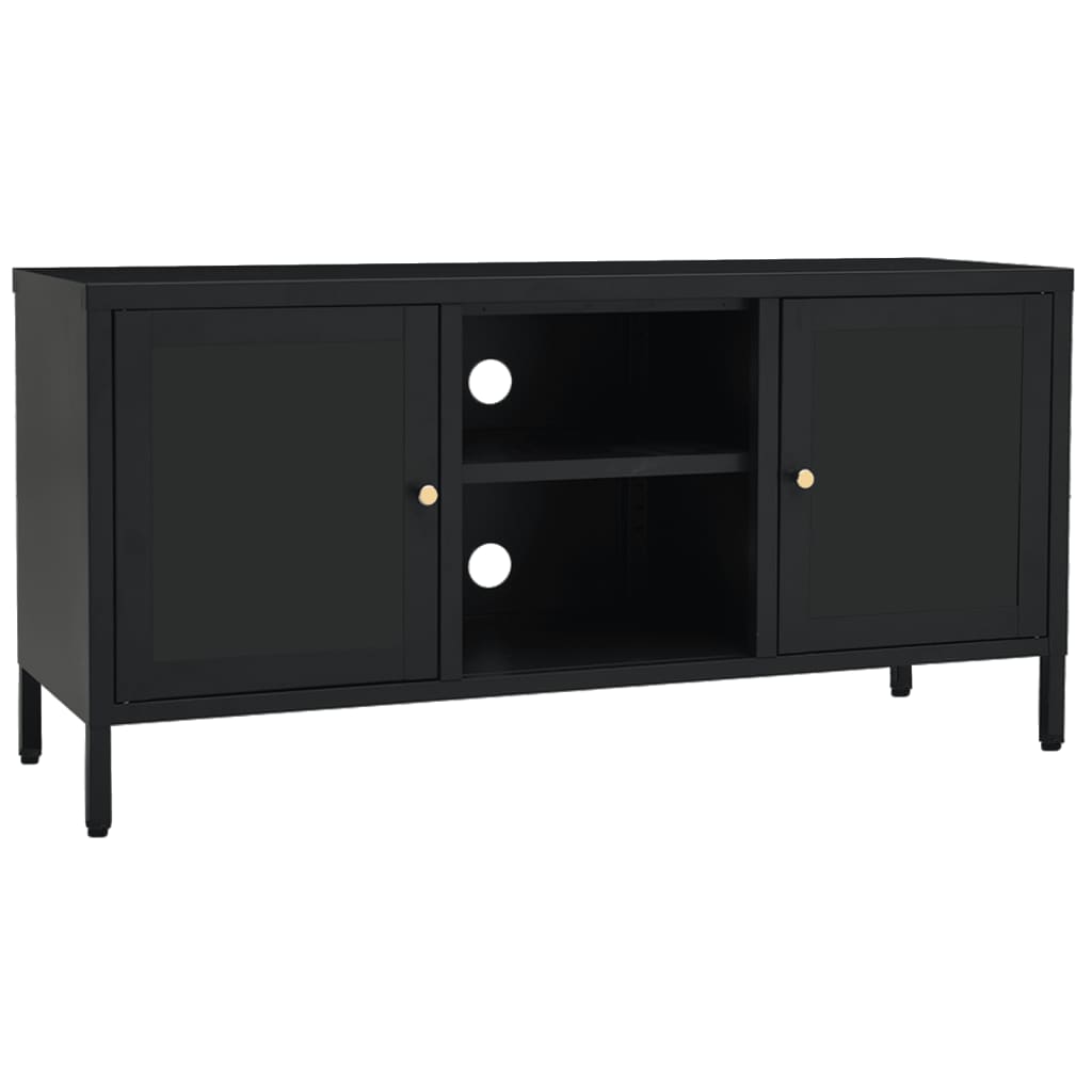 TV-taso musta 105x35x52 cm teräs ja lasi - Sisustajankoti.fi