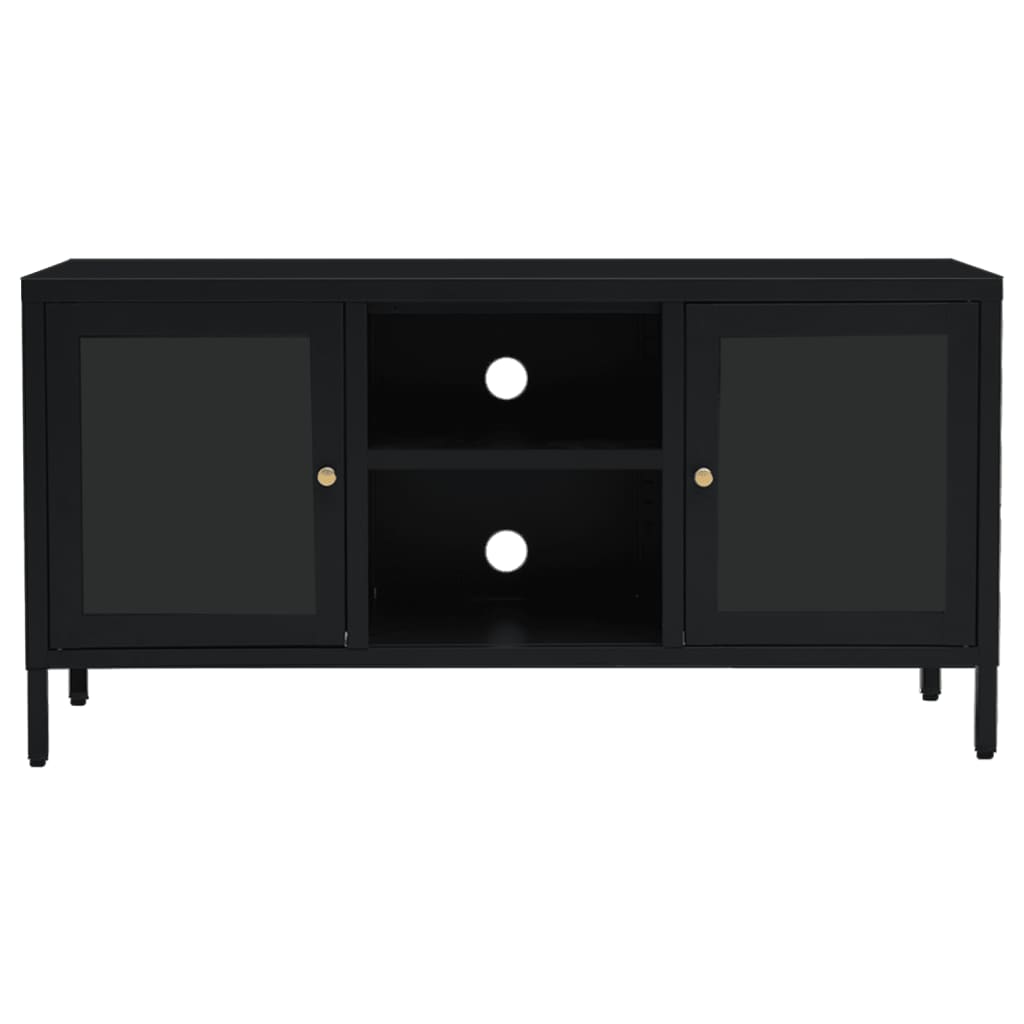TV-taso musta 105x35x52 cm teräs ja lasi - Sisustajankoti.fi
