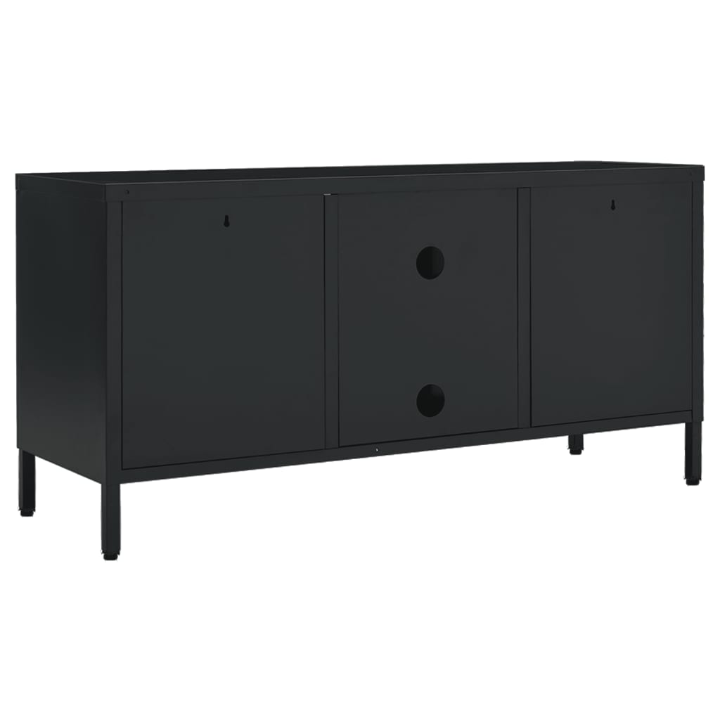 TV-taso musta 105x35x52 cm teräs ja lasi - Sisustajankoti.fi