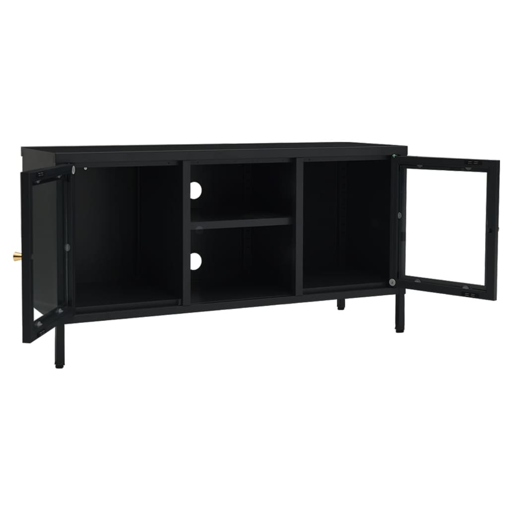 TV-taso musta 105x35x52 cm teräs ja lasi - Sisustajankoti.fi
