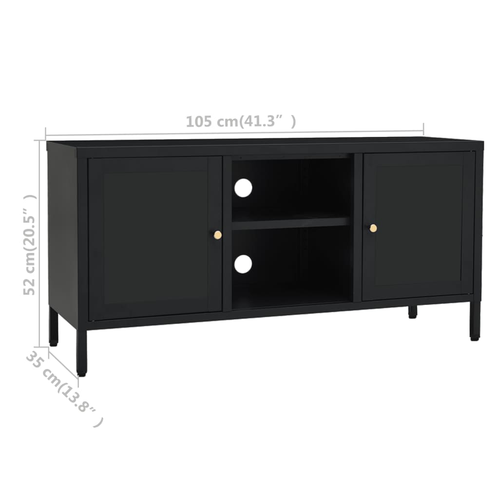 TV-taso musta 105x35x52 cm teräs ja lasi - Sisustajankoti.fi