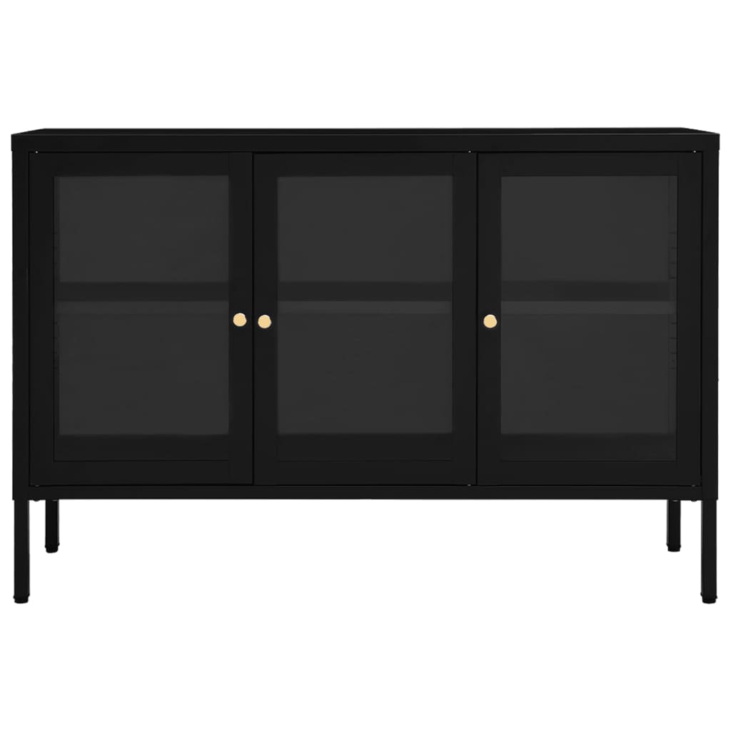 Senkki musta 105x35x70 cm teräs ja lasi - Sisustajankoti.fi