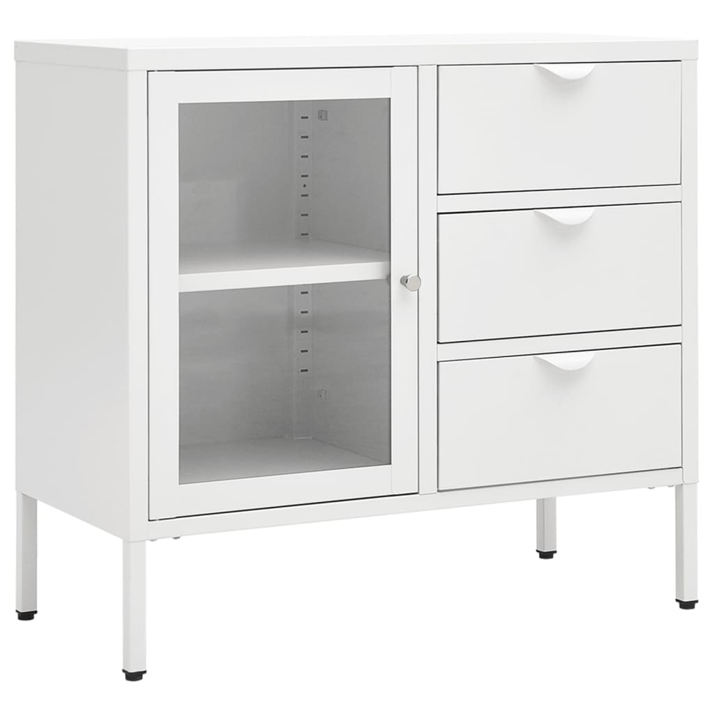 Senkki valkoinen 75x35x70 cm teräs ja karkaistu lasi - Sisustajankoti.fi