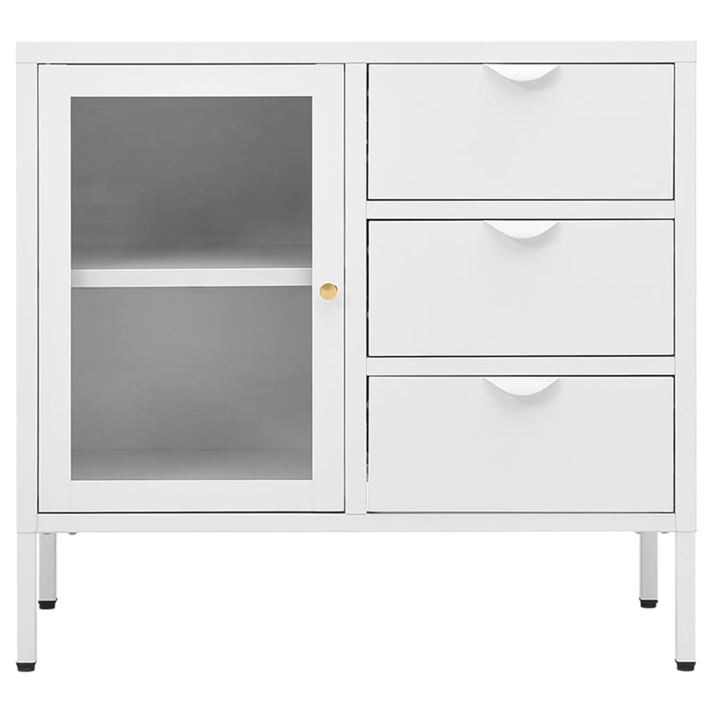Senkki valkoinen 75x35x70 cm teräs ja karkaistu lasi - Sisustajankoti.fi