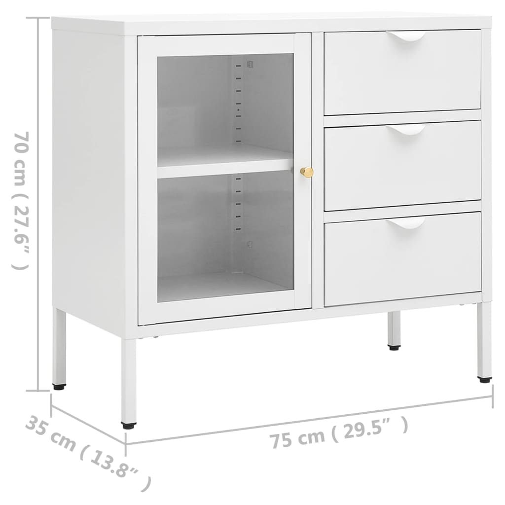 Senkki valkoinen 75x35x70 cm teräs ja karkaistu lasi - Sisustajankoti.fi