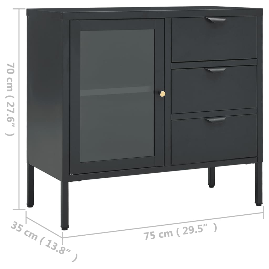 Senkki antrasiitti 75x35x70 cm teräs ja karkaistu lasi - Sisustajankoti.fi
