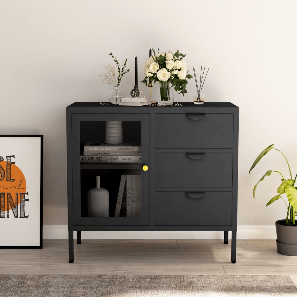 Senkki antrasiitti 75x35x70 cm teräs ja karkaistu lasi - Sisustajankoti.fi