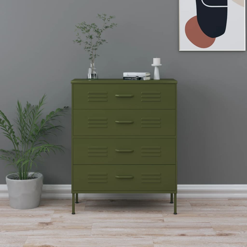 Lipasto oliivinvihreä 80x35x101,5 cm teräs - Sisustajankoti.fi