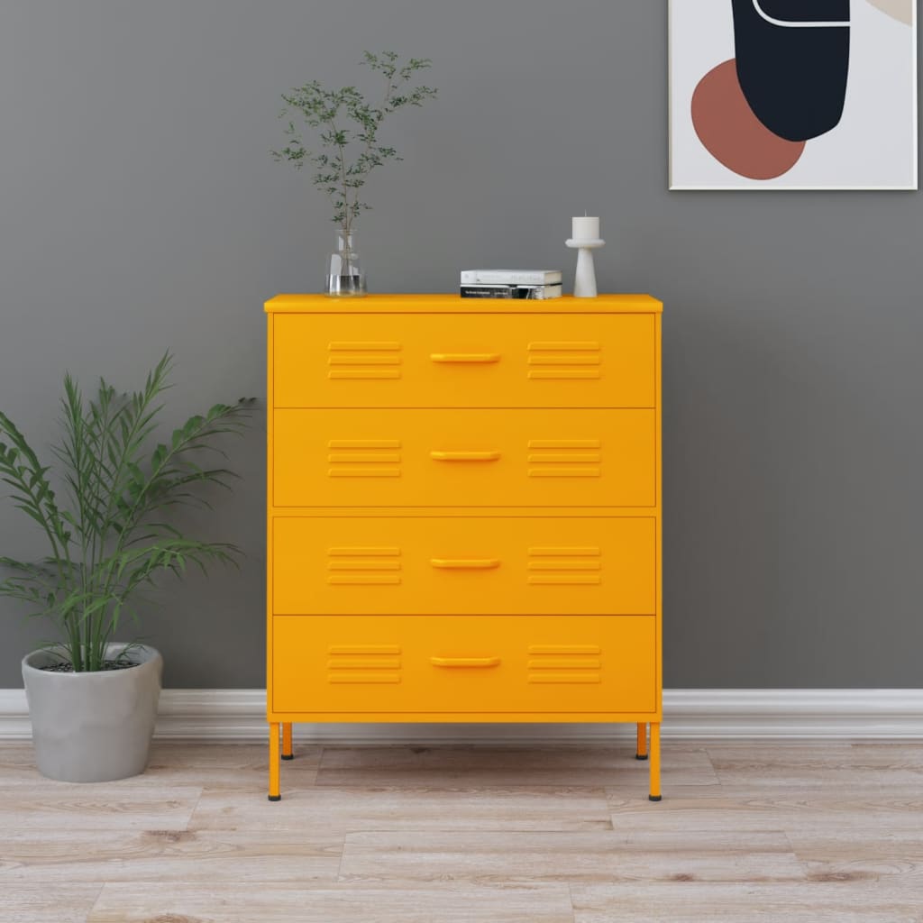 Lipasto sinapinkeltainen 80x35x101,5 cm teräs - Sisustajankoti.fi
