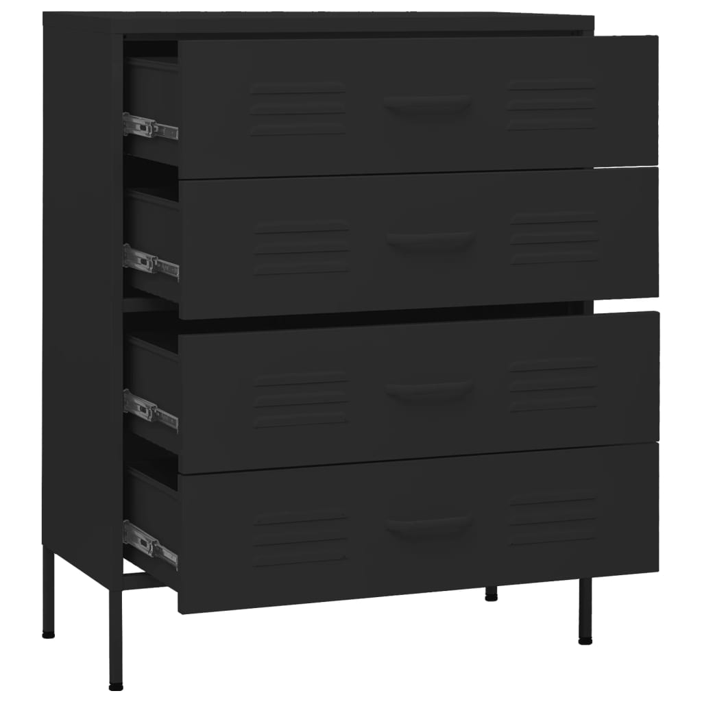 Lipasto musta 80x35x101,5 cm teräs - Sisustajankoti.fi