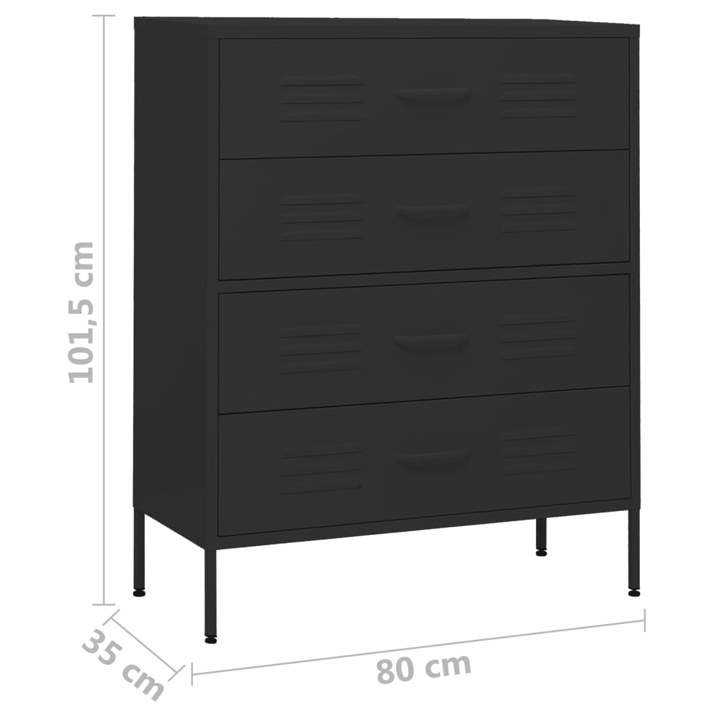 Lipasto musta 80x35x101,5 cm teräs - Sisustajankoti.fi