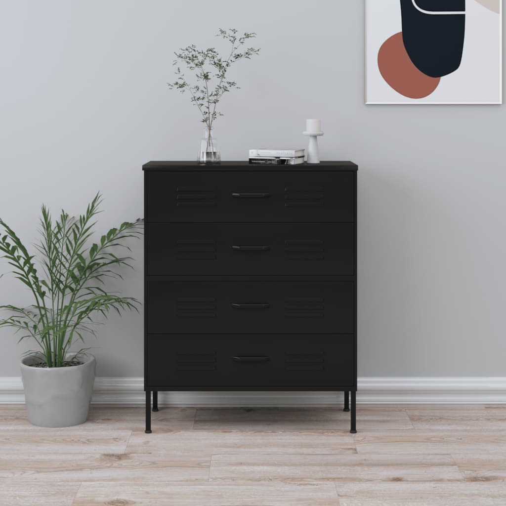 Lipasto musta 80x35x101,5 cm teräs - Sisustajankoti.fi