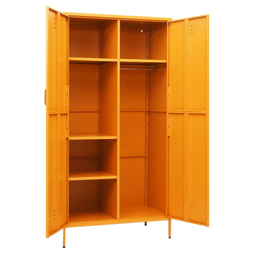Vaatekaappi sinapinkeltainen 90x50x180 cm teräs - Sisustajankoti.fi