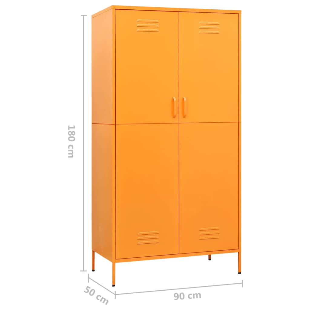 Vaatekaappi sinapinkeltainen 90x50x180 cm teräs - Sisustajankoti.fi