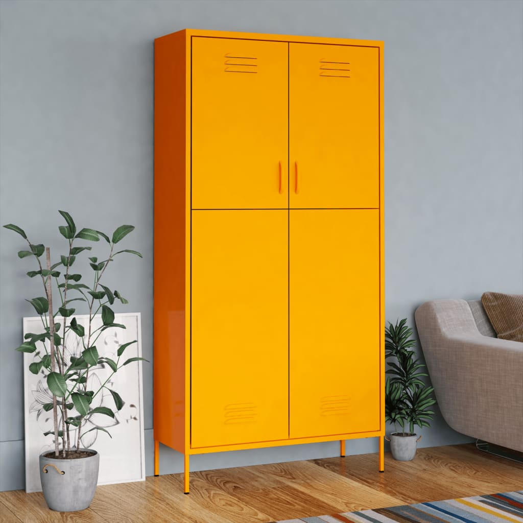 Vaatekaappi sinapinkeltainen 90x50x180 cm teräs - Sisustajankoti.fi