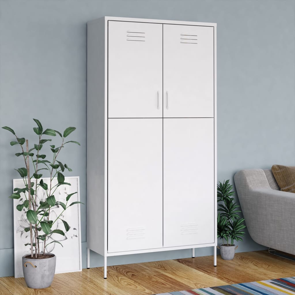 Vaatekaappi valkoinen 90x50x180 cm teräs - Sisustajankoti.fi