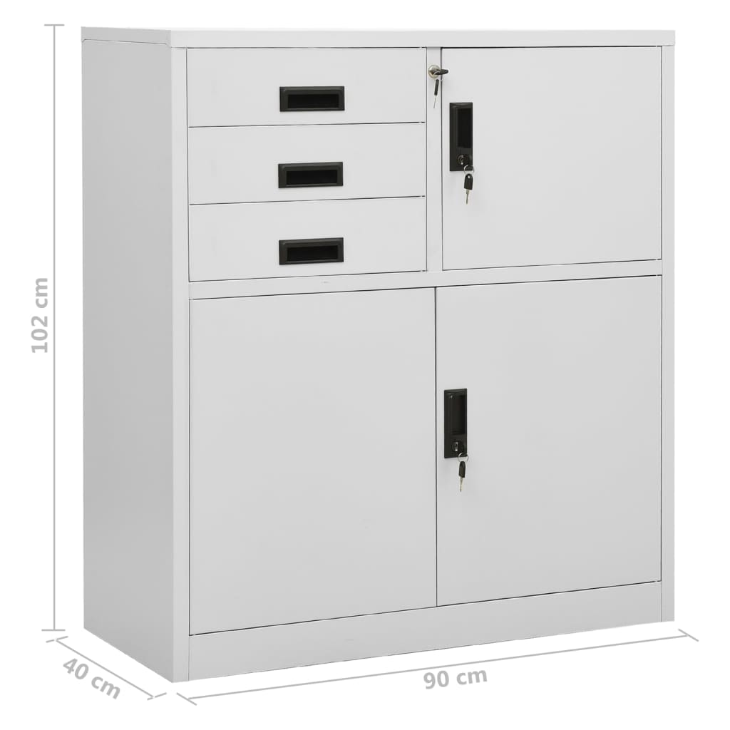 Toimistokaappi vaaleanharmaa 90x40x102 cm teräs - Sisustajankoti.fi