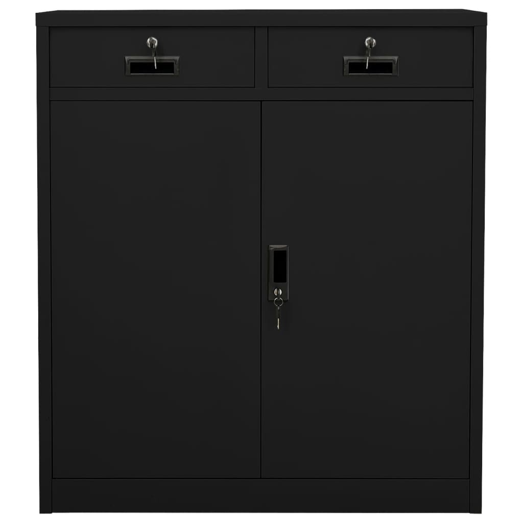 Toimistokaappi musta 90x40x102 cm teräs - Sisustajankoti.fi