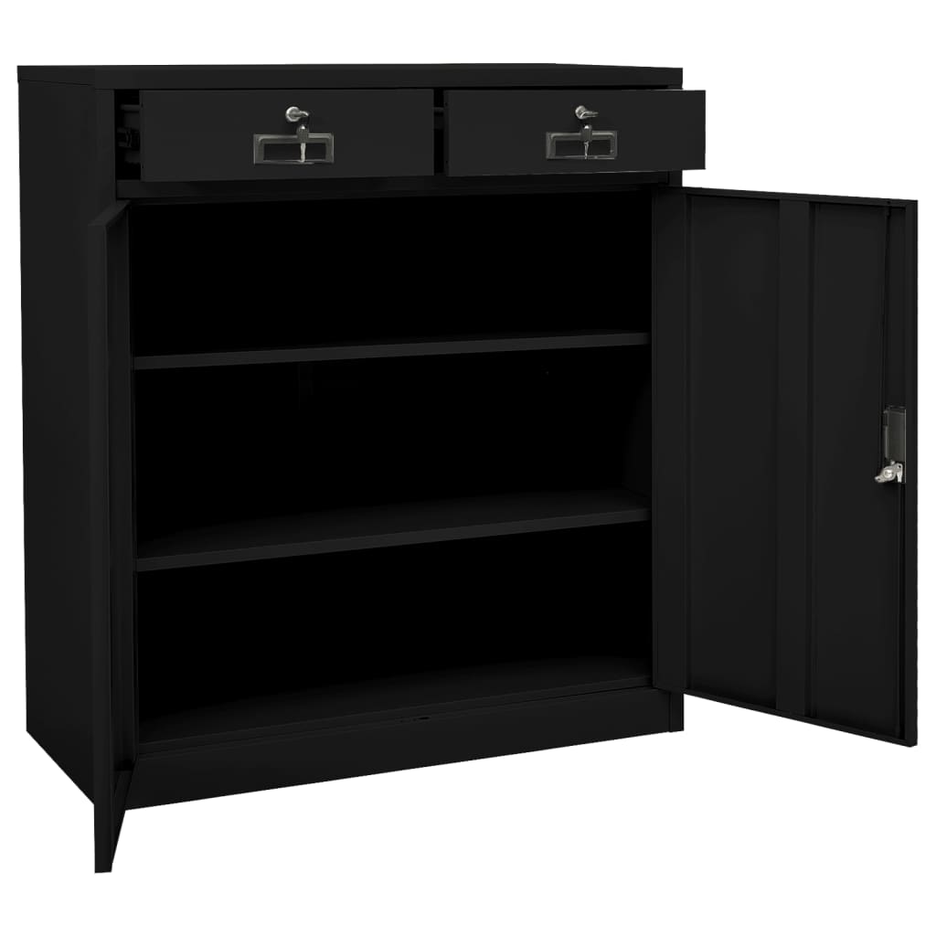 Toimistokaappi musta 90x40x102 cm teräs - Sisustajankoti.fi